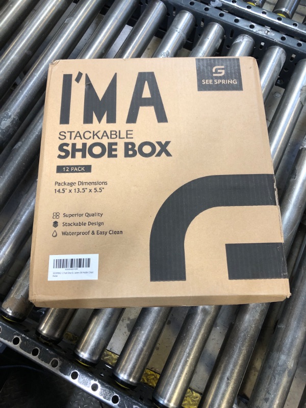 Photo 1 of SEE SPRING Large 12 Pack Shoe Storage Box, Shoe Organizer for Closet, Clear Plastic Stackable Shoe Boxes, Space Saving Foldable Sneaker Shoe Rack Containers Bin Holder (Clear)