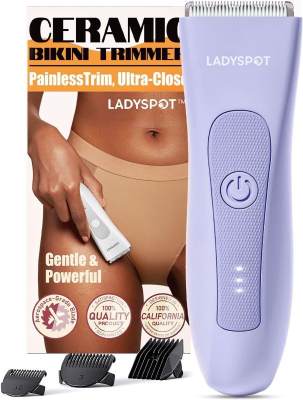 Photo 1 of Bikini Trimmer for Women, Pubic Hair Trimmer Women -Electric Hair Trimmer Shaver Razors for Women, LADYSPOT™ Shaving Sets,with 3 Guards,Replaceable Hypoallergenic Ceramic Blade,Wet/Dry(Purple Women)
