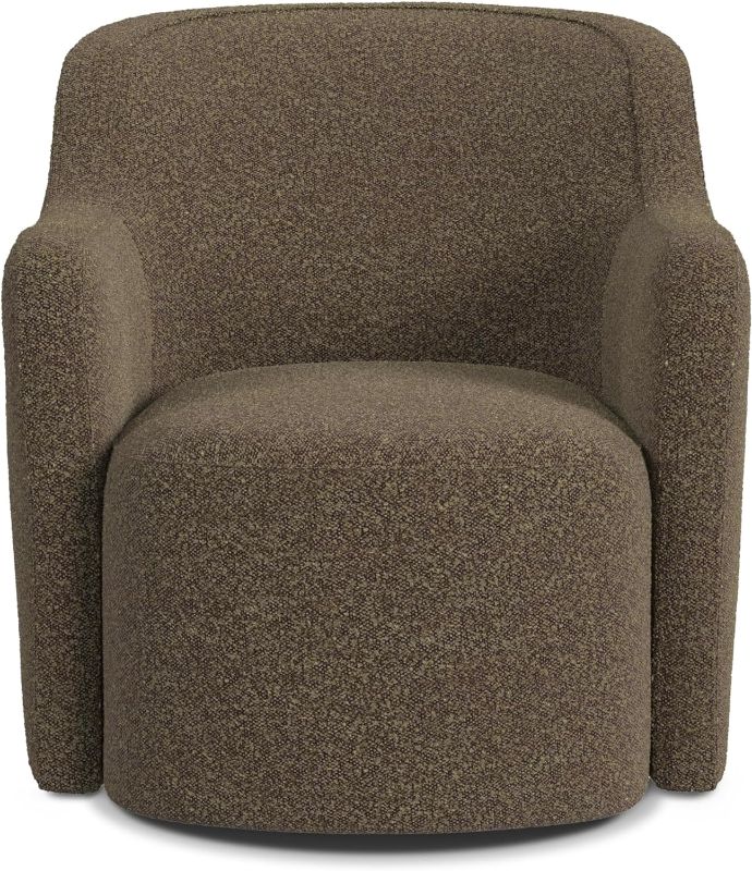 Photo 1 of HomePop Home Décor Upholstered 360° Barrel Back Swivel Chair | Accent Chairs for Living Room & Bedroom | Decorative Home Furniture, Dark Brown Boucle
