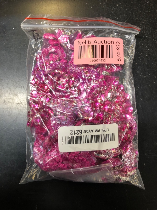 Photo 1 of Handmade Rhinestones lace Applique handsewing Beads Trim Patches Neckline for Dress Clothes Accessory (Pink)