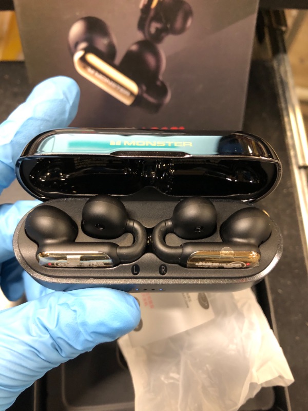 Photo 1 of Monster Open AC601 Bluetooth Earbuds - Comfortable Clip-On Wireless Earbuds with Bluetooth 5.4, 32H Playtime Earbuds with ENC Clear Talk, IPX5 Waterproof & Touch Control for Any Occasion (Black)