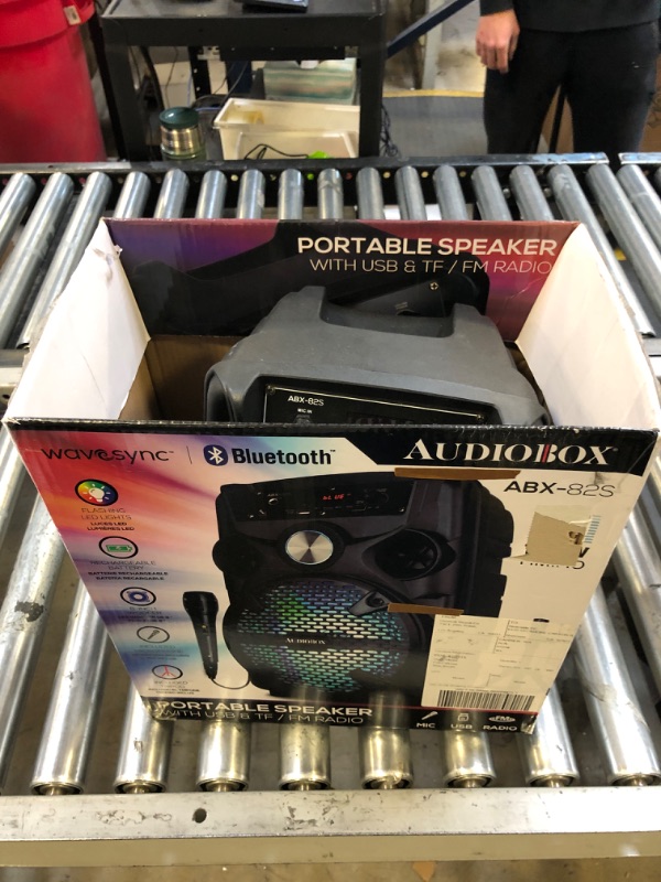 Photo 2 of Audiobox ABX-82S Portable 8" PA Speaker with Stand, WaveSync™ Technology, Bluetooth, LED Lights, 1100W - Includes Microphone & USB Cable