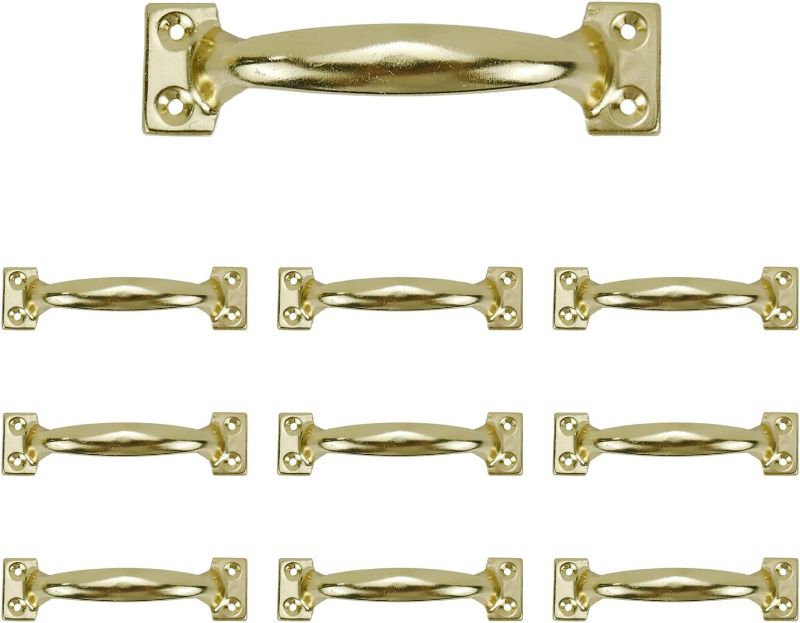 Photo 1 of 10Pcs 5 Inch Rustic Gate Handle Pulls Vintage Utility Door Pulls for Home Improvement, Barn Door Hardware with Screws,Gold
