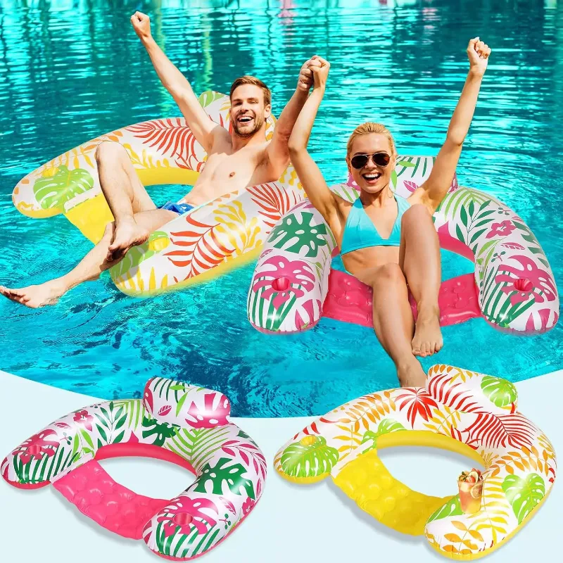 Photo 1 of Vercanmonth 2 Pack Inflatable Pool Float Chair Adult, Pool Chairs with Cup Ho...
