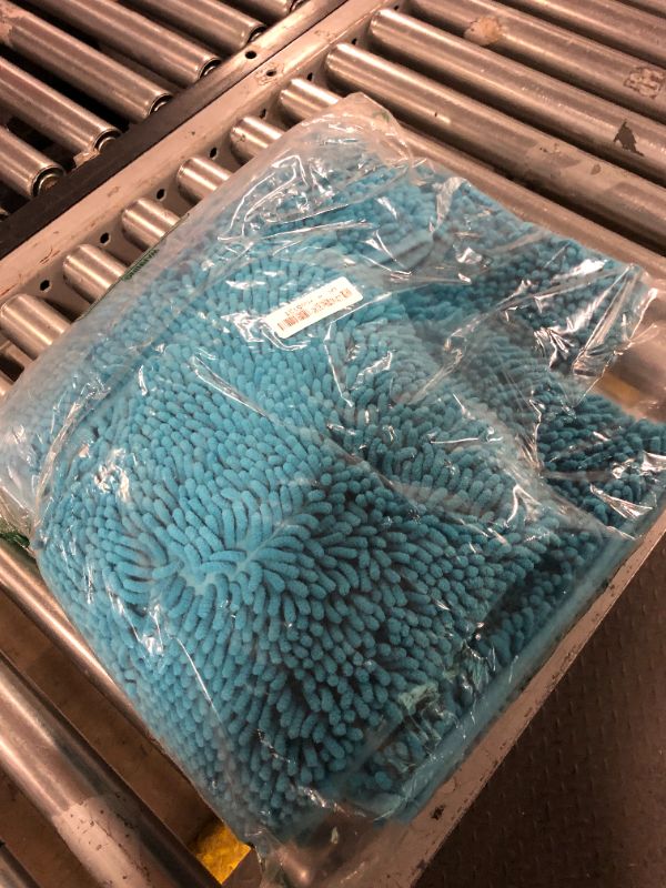 Photo 1 of Bathroom Rugs Sets 4 Pieces Bath Mat Set, Plush Bath Rugs for Bathroom, Soft Cozy Shaggy Durable Thick Chenille Bathroom Mats, Non-Slip Plush Bath Carpet for Bathroom Floor, Tub, and Shower, Teal Blue