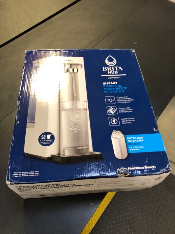 Photo 1 of Brita Hub Compact Instant Powerful Countertop Water Filter System, Reduces 70+ Contaminants, 9 Cup Water Reservoir, Includes 6 Month Carbon Block Filter, White, 87344