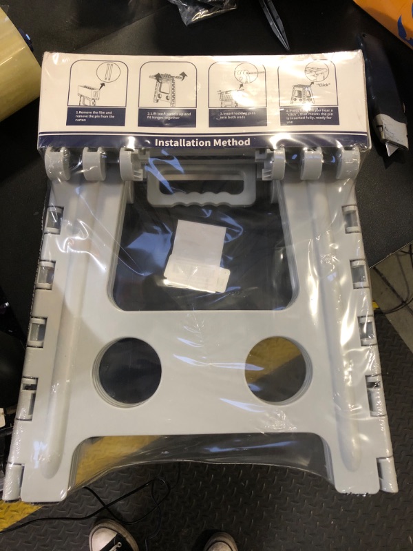 Photo 1 of Delxo 16 Inch Folding Step Stool, Heavy Duty Foldable Stool for Adults,Premium Portable Collapsible Plastic Step Stool,Non Slip Folding Stools for Kitchen Bathroom Bedroom Up to 400LBS,(Grey 1PC)