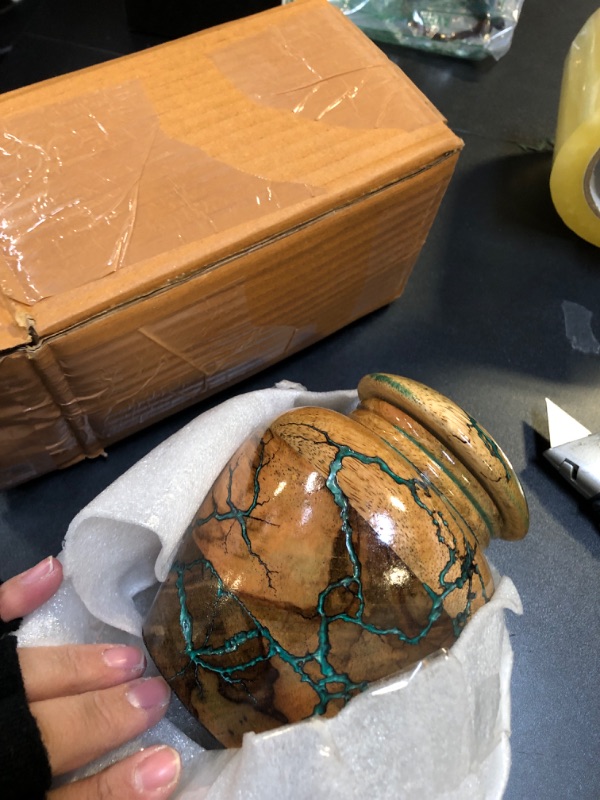 Photo 1 of Resin and Wooden Cremation Urn for Human Ashes Male/Female, Cremation Adult Funeral Urn Box, Personalized Urn for Human Ashes - Custom Urn for Ashes (Small)