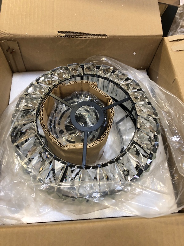 Photo 1 of eyassi Crystal Semi Flush Mount Ceiling Light, Black Kitchen Lighting Fixtures Ceiling, Modern Bedroom Chandelier Living Room Light Fixtures Ceiling Mount, Bathroom Ceiling Light for Entryway Hallway