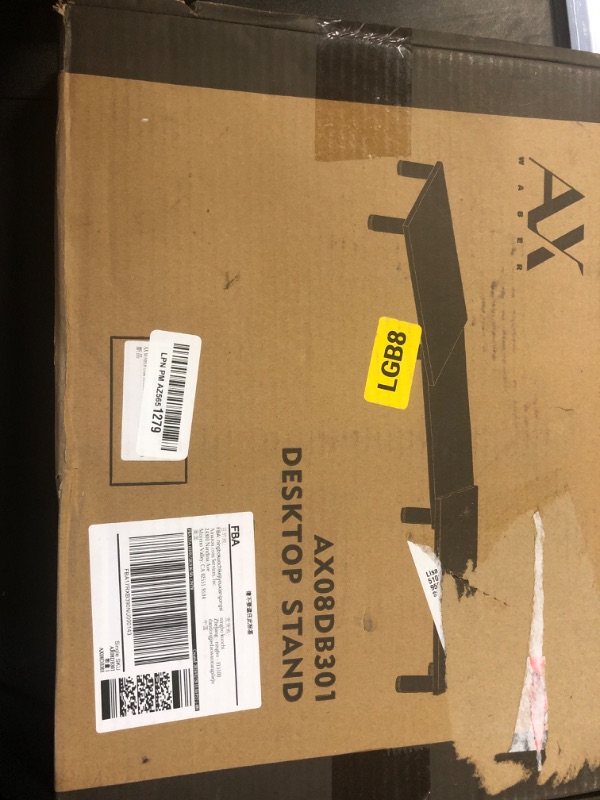 Photo 1 of AX WABER Dual Monitor Stand Riser, Monitor Stand with Adjustable Height Steel leg, Wood Monitor Stand for Desk, Monitor Riser for 2 Monitors with Storage Space Black