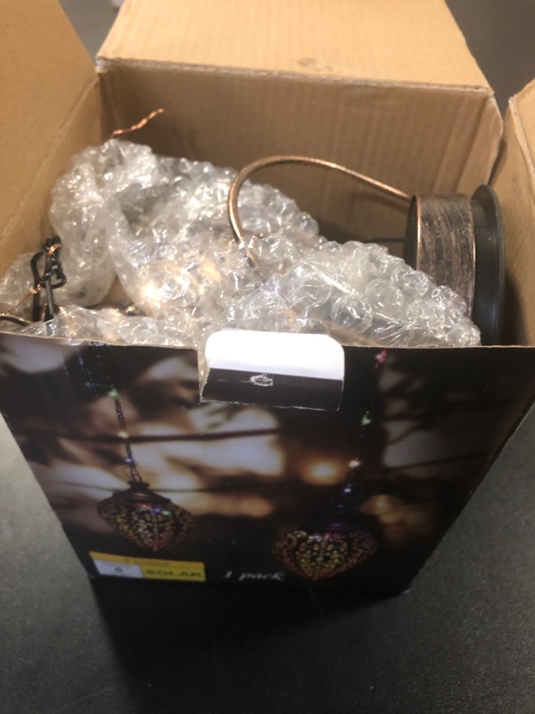 Photo 1 of Outdoor Solar Lantern Solar Lights Outdoor Colorful LED Lanterns Solar Powered Waterproof Garden Lanterns Retro Metal Solar Lights with Handle for Garden Patio Yard Decor,1 Pack Brown