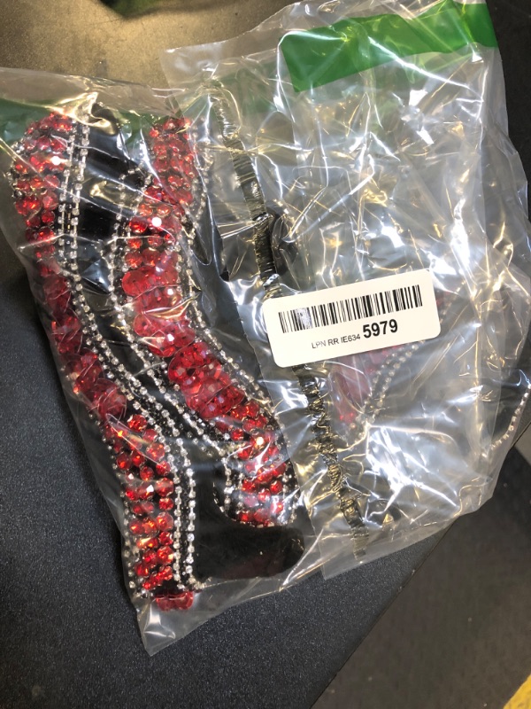 Photo 2 of 18" Large Sparkle Rhinestones and Sequin Red Snake Shaped Patches Applique Trim Ribbon for Outfit Pack of 3