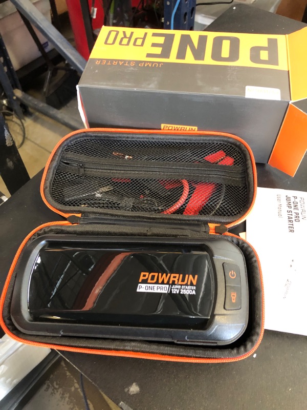 Photo 1 of Powrun P-ONE PRO Jump Starter, 2500A Portable Jump Box, Car Jump Starter Battery Pack for up to 8.5L Gas and 7.0L Diesel Engines, 12V Car Battery Jump Starter with Carry Case