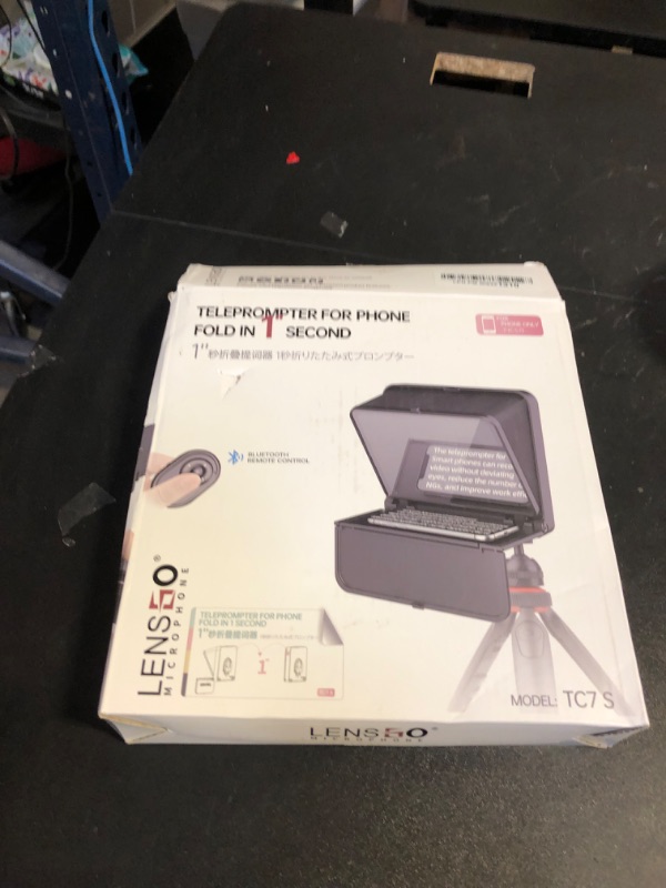 Photo 1 of LENSGO TC7S Portable Teleprompter for Phone, Mini Teleprompter with Remote Control Compatible with iPhone & Android for Online Teaching Vlog Live Streaming Interview, Fold in One Sec