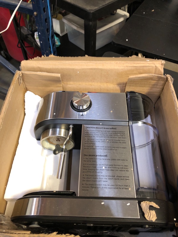 Photo 1 of amzchef Espresso Machine with 20 Bar, Professional Espresso Maker with Milk Cream/Steam Stick, Compact Stainless Steel Coffee Machines, 34oz Household Detachable Water tank, Gift for Dad or Mom (USED, DIRTY)