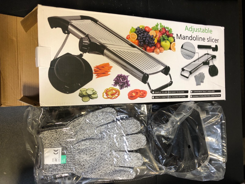 Photo 2 of Adjustable Manual Mandoline Thickness Slicer Stainless Steel Slicing Tool - VEKAYA Kitchen Julienne Food shredder Vegetable Chopper Tomato Potato Cutter for Zucchini Cabbage French Fry Onion