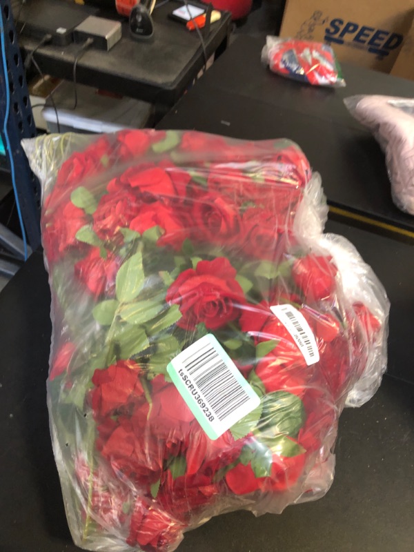 Photo 1 of Hananona Artificial Roses in Bulk, Fake Silk Roses Realistic Roses for Wedding Centerpieces Flower Arrangement Home Decor (50, Red)