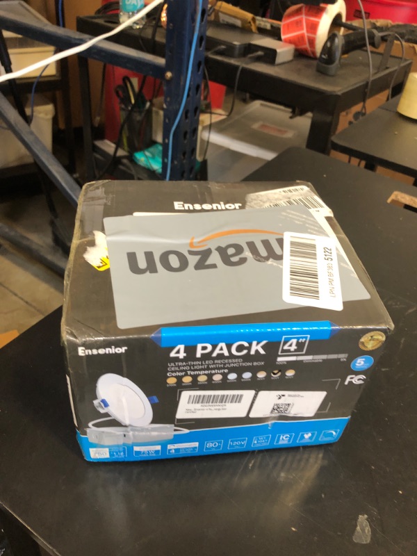 Photo 1 of Ensenior 4 Pack 4 Inch LED Recessed Ceiling Light, Dimmable, 2700K-5000K 5CCT, 750LM 9W 120V, High Brightness Canless Wafer Downlight - ETL&FCC&IC