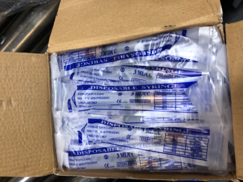 Photo 2 of 3ml Syringes with Needle - 25G, 1.0 inch Needle Lab Supplies ,Sterile, Individually Packaged