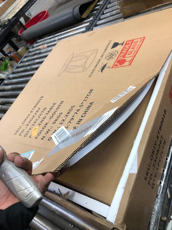 Photo 1 of O&K FURNITURE Gold End Table for Living Room, Modern Glass Side Table with Metal Frames for Home&Office, Glass End Table Nightstand for Bedroom, Gold Finish, 1 PC