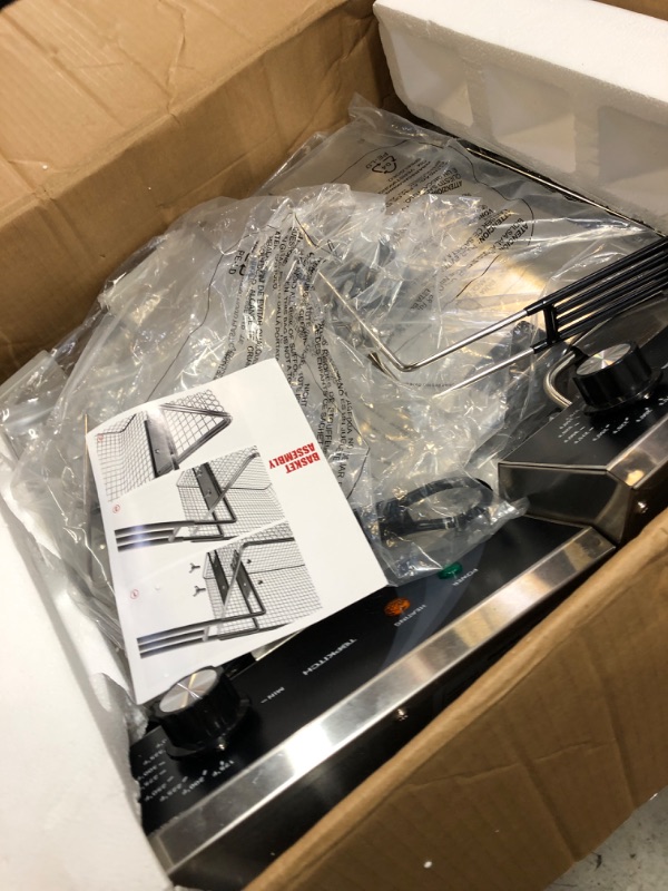 Photo 1 of TOPKITCH Commercial Deep Fryer Stainless Steel Dual Tank Electric Deep Fryer with 2 Baskets Capacity 10L X 2(21.2QT) Electric Countertop Fryer for Restaurant and Home Use, 120V 3600W