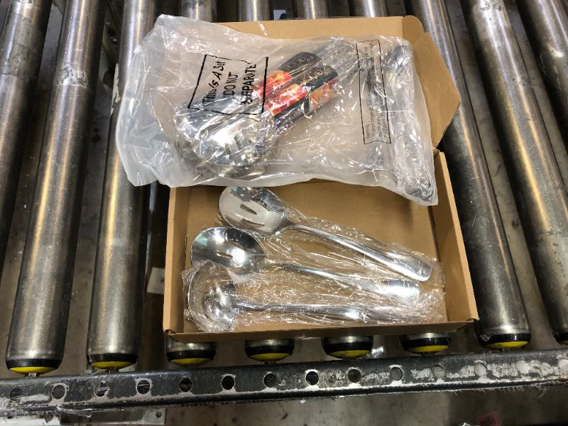 Photo 2 of 10 Pieces Serving Utensils Include 2 Large Serving Spoons 2 Slotted Serving Spoons 2 Serving Forks 2 Serving Tongs 1 Soup Ladle and 1 Pie Server Buffet Catering Serving Utensils for Dishwasher Safe