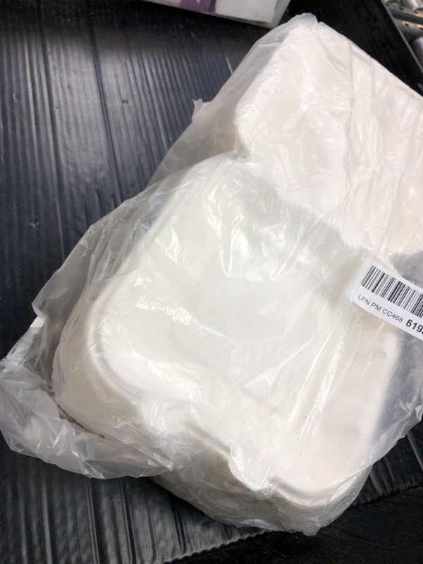 Photo 1 of Freshware Clamshell Containers, 8 x 8 Inch, 3-Compartment, 50-Pack, White