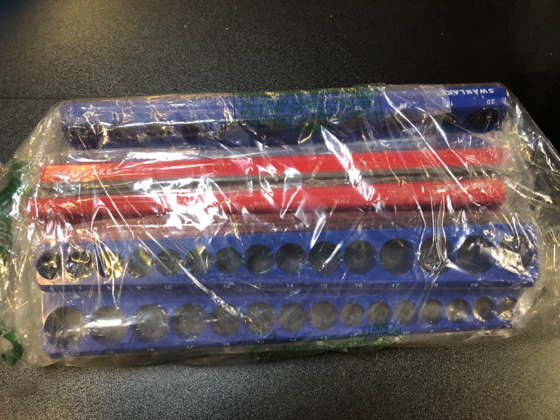 Photo 1 of Magnetic Socket Organizer Set, 6PCS Magnetic Socket Holder, 1/4", 3/8", 1/2" Socket Holds 143 Pieces Magnetic Socket Trays (Blue&red, 6 Pcs SOCKETS NOT INCLUDED)
