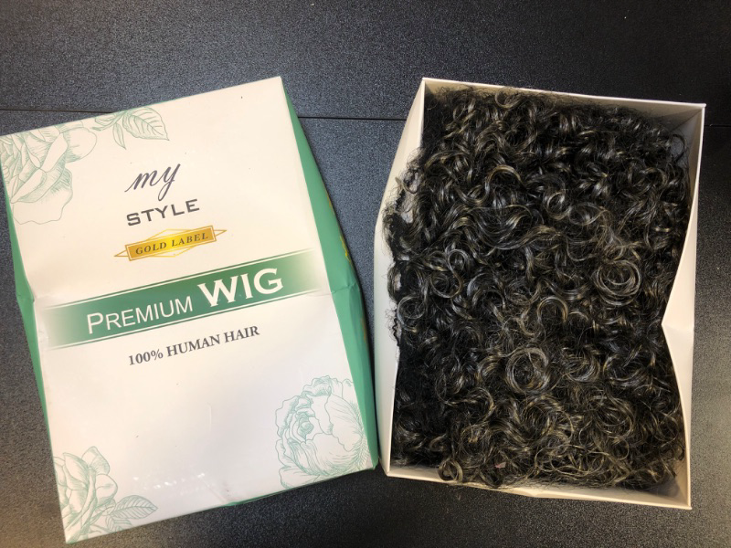 Photo 1 of HUA Grey Glueless Wigs Human Hair Wigs for Black Women Grey Short Curly Wigs for Black Women Human Hair Mixed Kinky Curly Wear and Go Glueless Wig Ombre Gray 8 Inch Short Wigs for Older Women