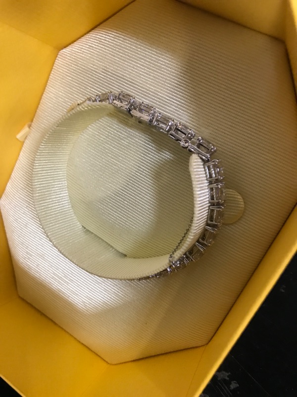 Photo 1 of Swarovski Matrix bracelet, Square Cut Crystals, White, Rhodium Finish