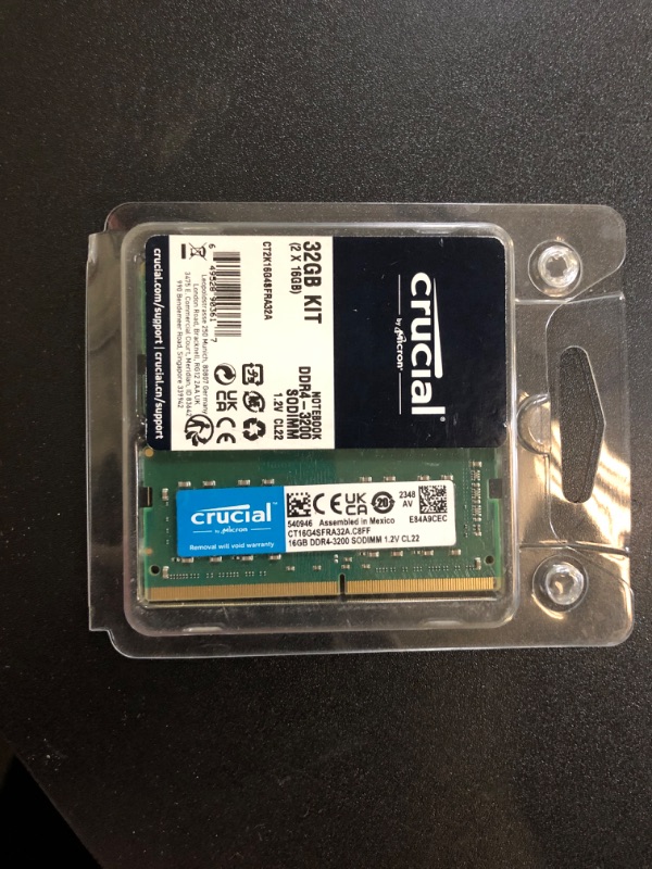 Photo 2 of Crucial RAM 32GB Kit (2x16GB) DDR4 3200MHz CL22 (or 2933MHz or 2666MHz) Laptop Memory CT2K16G4SFRA32A