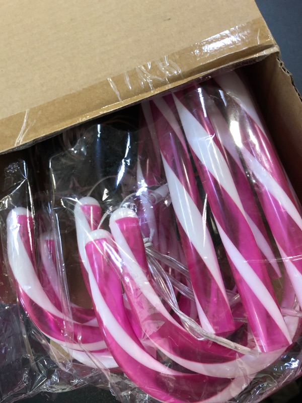 Photo 2 of 12 Pack Pink Christmas Candy Cane Lights: 21 inch 8 Lighting Modes Lawn Stakes Pathway Light Outdoor - 28 inch Extra Large Pitch, Waterproof for Walkway Markers Yard Xmas Decorations (Pink & White)