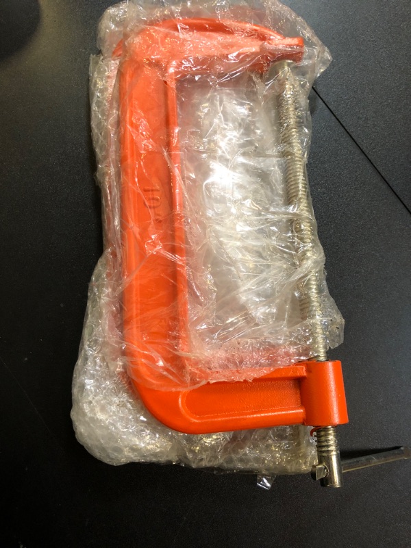 Photo 1 of MUKLEI 2 Packs 10 Inch C-Clamp, Malleable Iron C-Clamp, Heavy Duty C-Clamp for Woodworking, Metalworking, 8.7 Inches Max Jaw Opening, 3.7 Inches Throat Depth, Orange