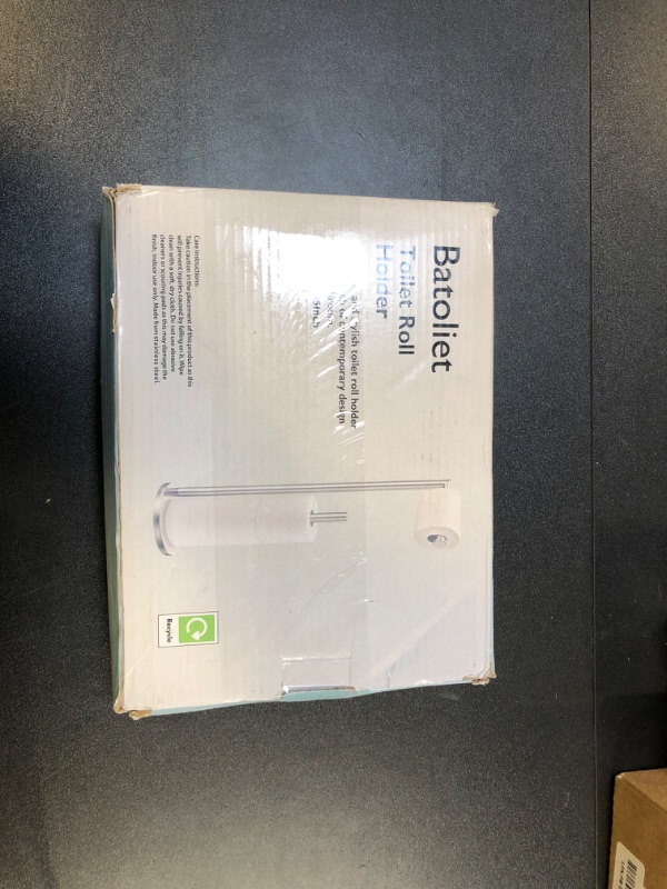 Photo 1 of Brushed Nickel Toilet Paper Holder Stand, Bathroom Toilet Paper Roll Holder Stand with Reserve, Free Standing Toilet Paper Holder with Storage