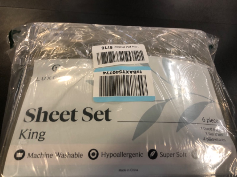 Photo 1 of 6 Piece Sheet Set w/18 inch Deep Pocket by LuxClub - 10 Colors - Group 3 King in Olive