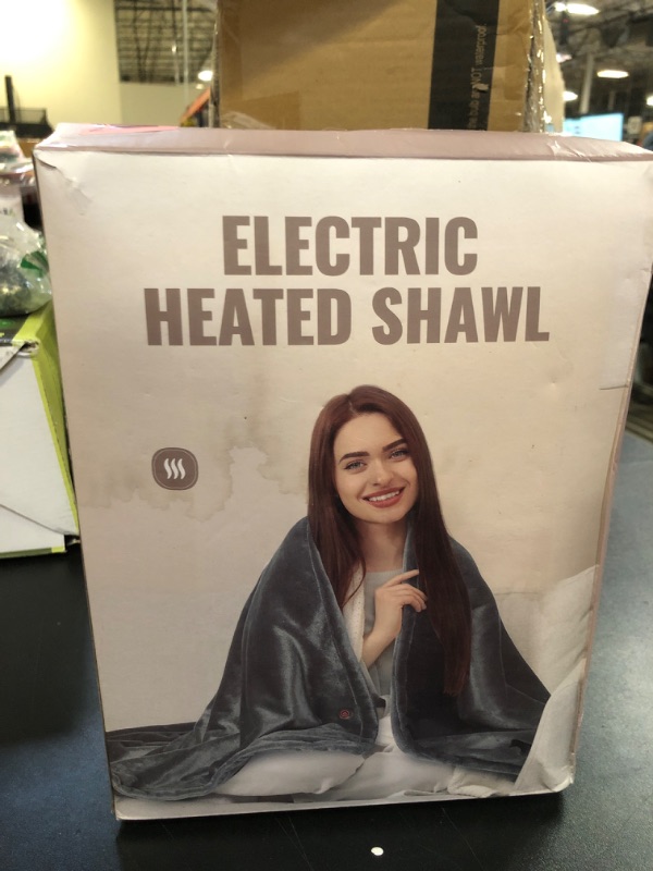 Photo 1 of USB Heated Blanket, Heated Blanket Battery Powered, Wearable Heated Shawl Wraps for Office, Electric Heating Lap Blanket Throw with Car Charger, Blue (Battery is Not Included)