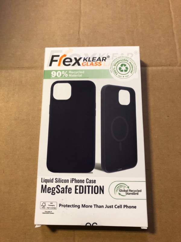 Photo 2 of FLEX KLEAR GLASS Recycled for iPhone 15 Pro Max Clear Phone Case with MegSafe and Anti-Shock Edges. Anti-Yellowing Clear Mobile Phone Protector Back Cover (Black Silicone Case)