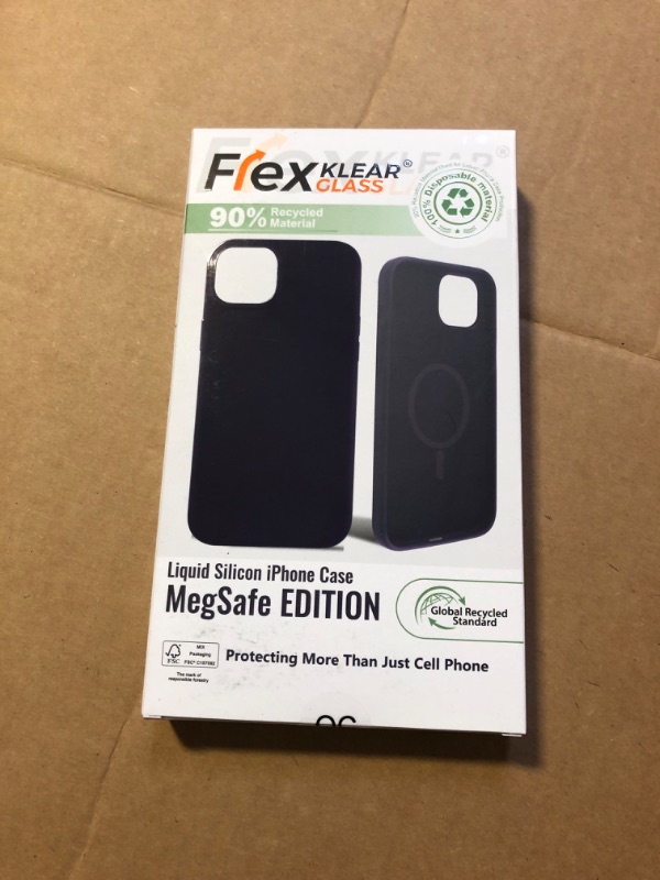 Photo 2 of FLEX KLEAR GLASS Recycled for iPhone 15 Pro Max Clear Phone Case with MegSafe and Anti-Shock Edges. Anti-Yellowing Clear Mobile Phone Protector Back Cover (Black Silicone Case)