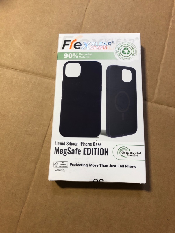 Photo 2 of FLEX KLEAR GLASS Recycled for iPhone 15 Pro Max Clear Phone Case with MegSafe and Anti-Shock Edges. Anti-Yellowing Clear Mobile Phone Protector Back Cover (Black Silicone Case)