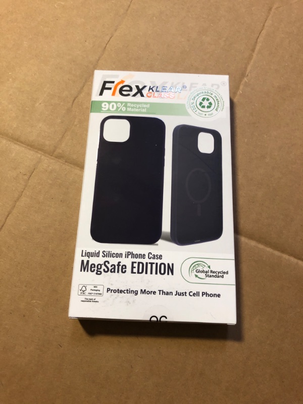 Photo 2 of FLEX KLEAR GLASS Recycled for iPhone 15 Pro Max Clear Phone Case with MegSafe and Anti-Shock Edges. Anti-Yellowing Clear Mobile Phone Protector Back Cover (Black Silicone Case)