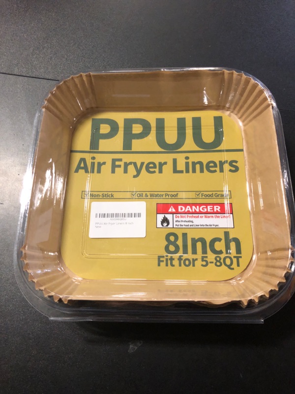 Photo 2 of PPUU Air Fryer Liners Disposable, 8 inch Air Fryer Parchment Paper Compatible with COSORI/InstantPot 5-8 QT Air Fryer Oil-Resistant, Resistant to 428°F, Clean in One Second, Reinforced, 125pcs