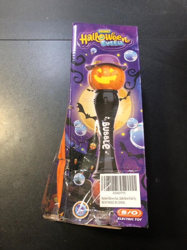 Photo 2 of Pinkiwine Halloween Pumpkin Bubble Wand Flashing LED Automatic Bubble Blower Toy for Kids Girls Boys Halloween Toys Halloween Treat Bags Gifts