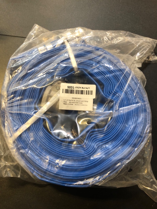 Photo 2 of 1.5" x 50' Blue PVC Backwash Hose for Swimming Pools, Heavy Duty Discharge Hose Reinforced Pool Drain Hose with Aluminum Camlock C and E Fittings