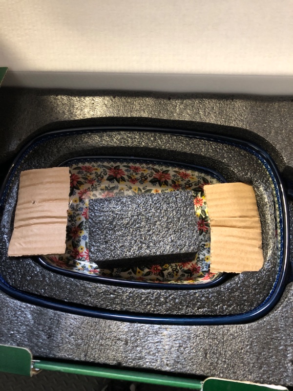 View 2 of ONECCI Baking Dish Ceramic Baking Pan Blue Casserole Dish Rectangular Baking Set 2pcs Bakeware Sets Lasagna Pan Baking Dishes for oven (Exotic Daisy)
