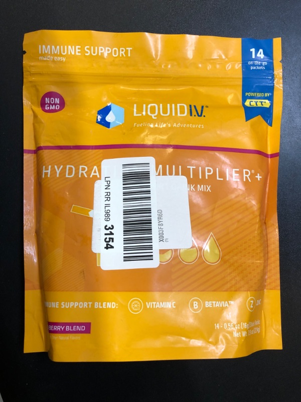 Photo 3 of Liquid I.V.® Hydration Multiplier +Immune Support - Wild Berry Blend | Electrolyte Powder Drink Mix | 1 Pack (14 Servings) (BB 09MAY2025)