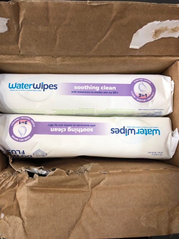 Photo 1 of WaterWipes Soothing Clean Baby Wipes, 99% Water-Based Formula with Botanical Extract to Soothe & Protect Skin, Unscented & Hypoallergenic, 360 Count (6 Packs)