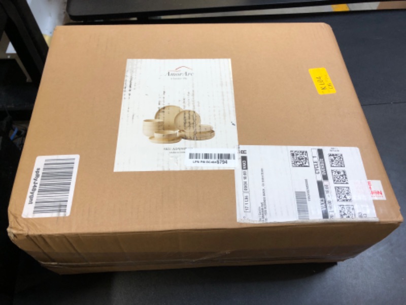 Photo 1 of AmorArc Stoneware Dinnerware Sets, Wavy Rim Ceramic Plates and Bowls Sets, Highly Chip and Crack Resistant | Dishwasher & Microwave & Oven Safe Dishes set, Service for 4 (12pc)