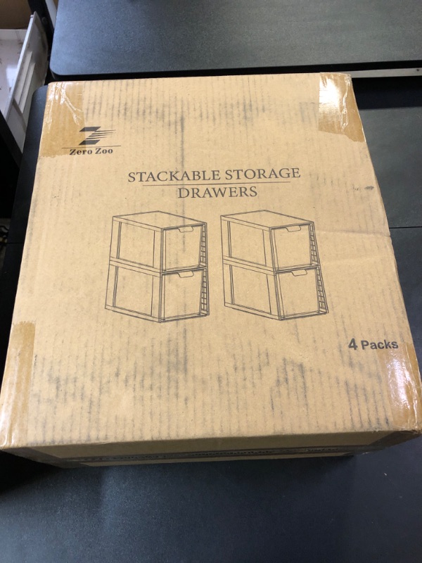 Photo 1 of Zero Zoo 4Pack Large Stackable Kitchen Storage Drawers, Clear Foods Organizer Bins with Handles, Easily Assemble for Bathroom, Kitchen, Pantry, Cabinet, Closet(XL-Up Handle)