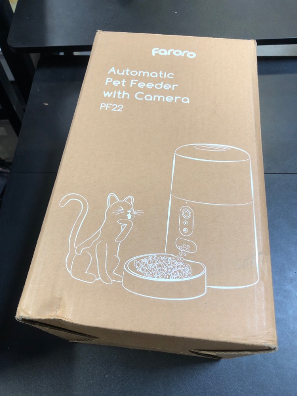 Photo 1 of Faroro Automatic Cat Feeder with Camera, 3MP HD Video with Night Vision, 2.4G/5G WiFi Cat Feeder with APP Control, 2-Way Audio, Low Food Sensor, Motion Alerts for Cats and Dogs