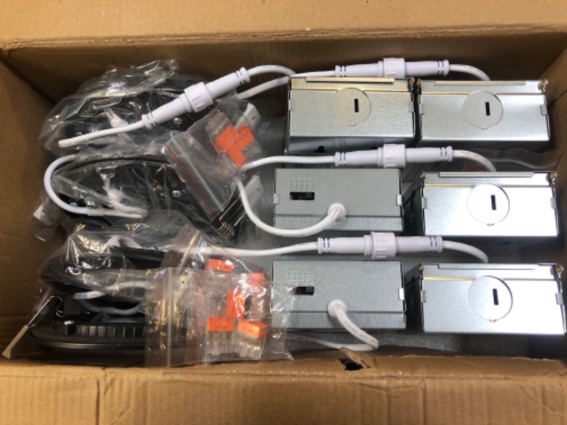 Photo 1 of 6 Pack Recessed Lighting 4 Inch with Junction Box, 5CCT 4 Inch Black LED Recessed Lights Dimmable 2700K/3000K/4000K/5000K/6000K, 9W 700lm Ultra Thin Recessed Lighting - ETL and Energy Star Certified